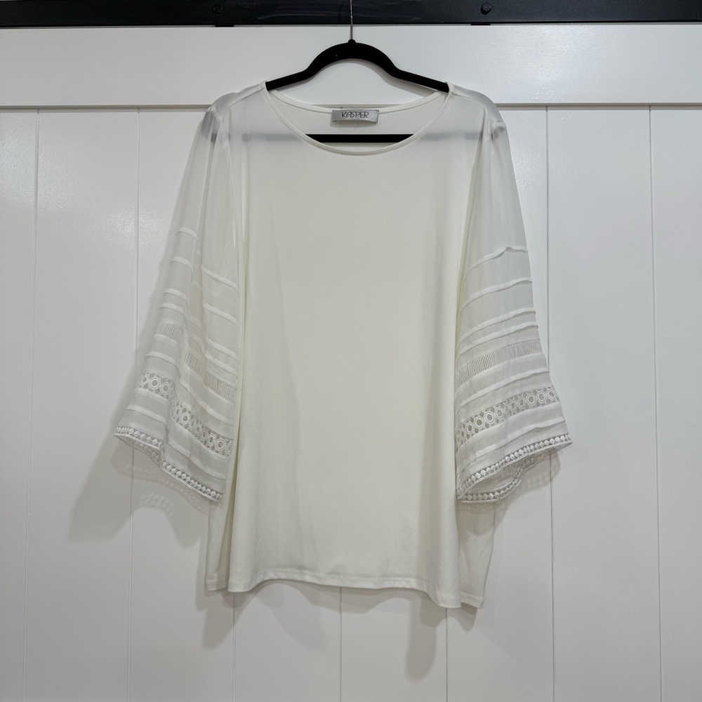 Kasper Cream Blouse with Lace Detail